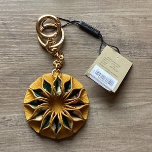 NWT Burberry Bridle Leather Haymarket Check Flower Charm